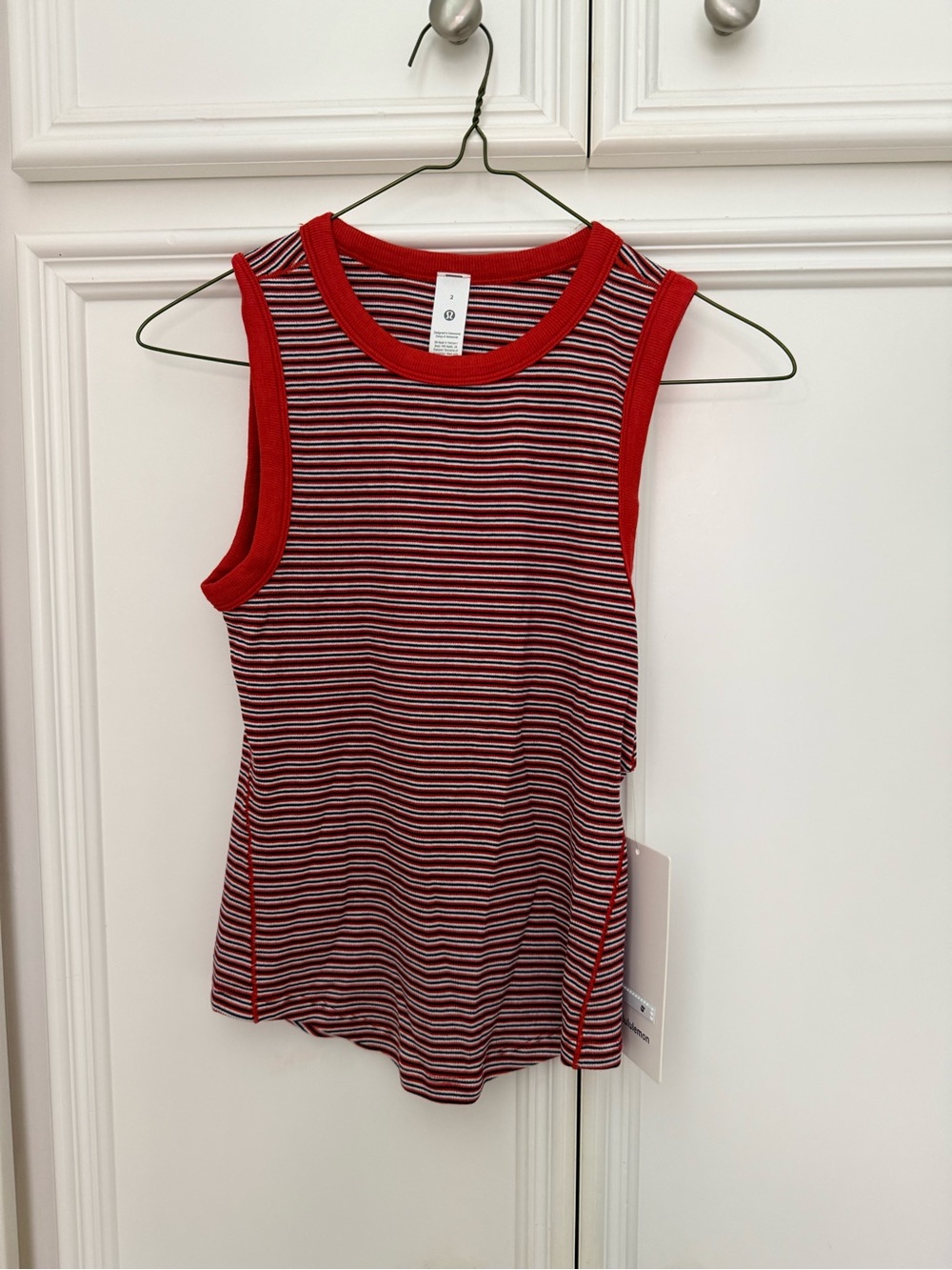 lululemon athletica Red Striped Ribbed Tank